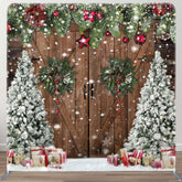 Aperturee - Aperturee Christmas Tree Wreath Door Pillow Case Backdrop